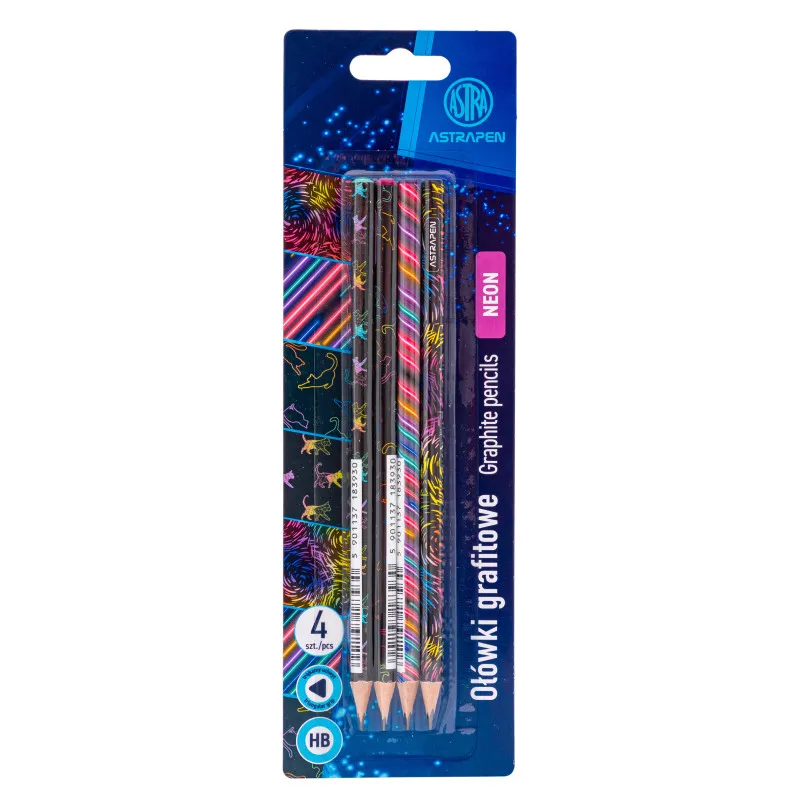 ASTRA GRAFITNA OLOVKA HB 4 KOM NEON CATS BLISTER
