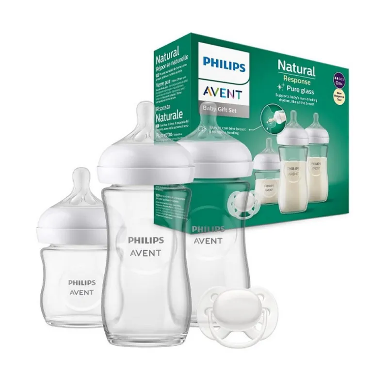 AVENT SET NATURAL RESPONSE STAKLENA FLAŠICA SA VARALICOM
