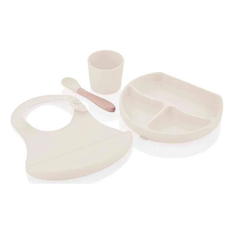 BABYJEM SILIKONSKI SET ZA HRANJENJE- ECRU