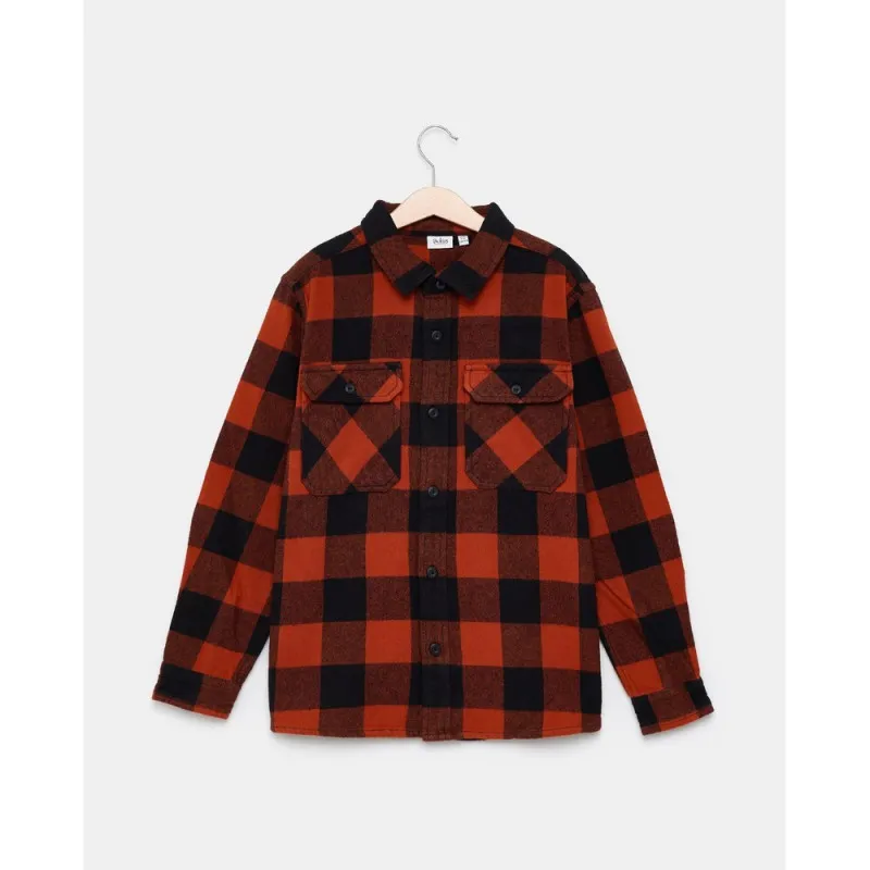 BLUKIDS KOSULJA DUG RUKAV BLACK/RED CHECK