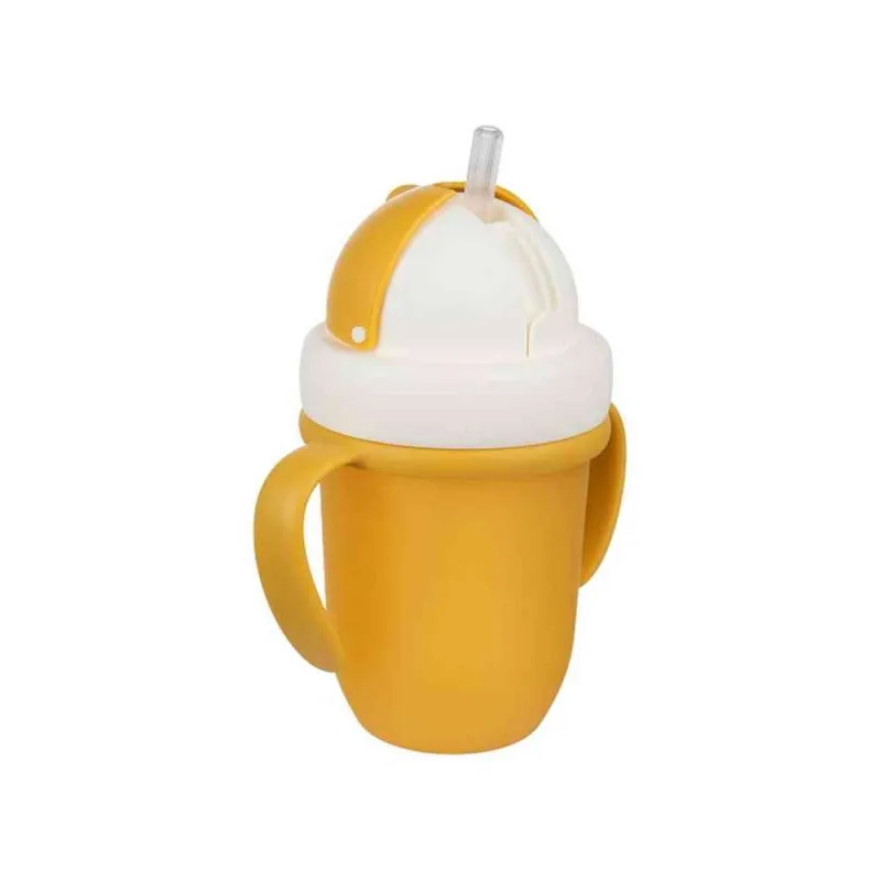CANPOL BABIES SOLJA SA SILICONSKOM FLIP-TOP SLAMCICOM 210ML MATTE PASTELS - YELL...