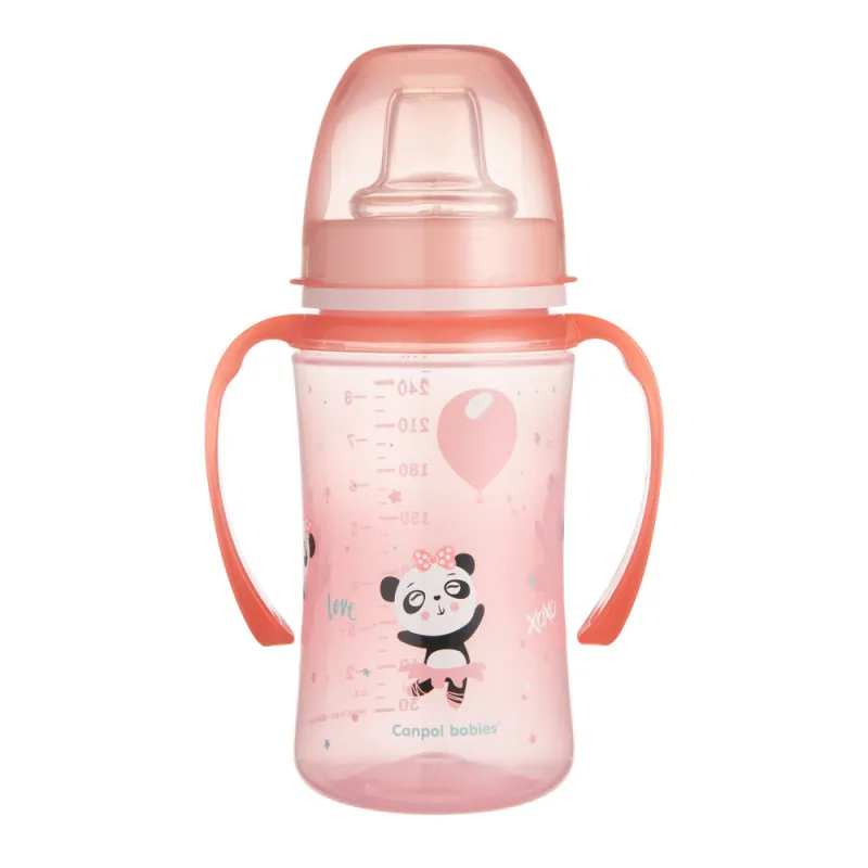 CANPOL BABY SOLJA 35/208 EASY START - COLORFUL ANIMALS 240ML - ROZE