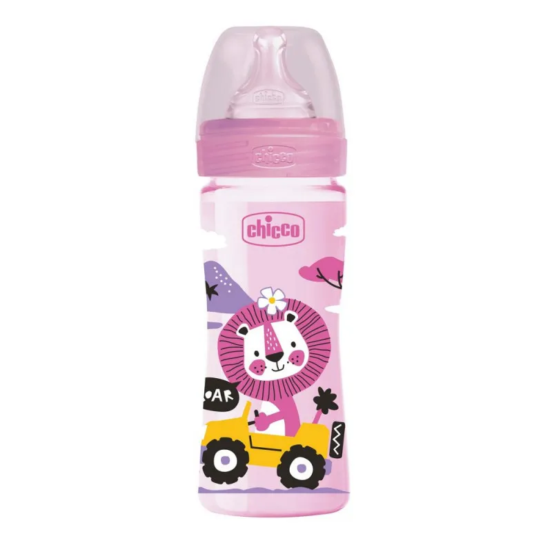 CHICCO WB PLASTICNA FLASICA 250ML SILIKON ROZE