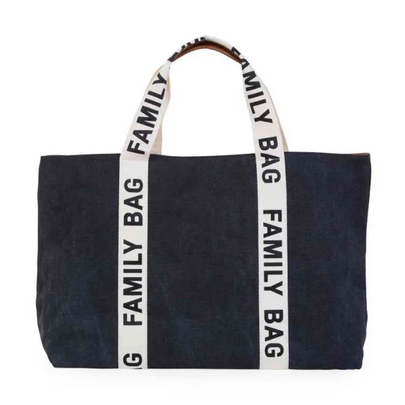 CHILDHOME FAMILY BAG NURSERY BAG SIGNATURE CANVAS BLACK
