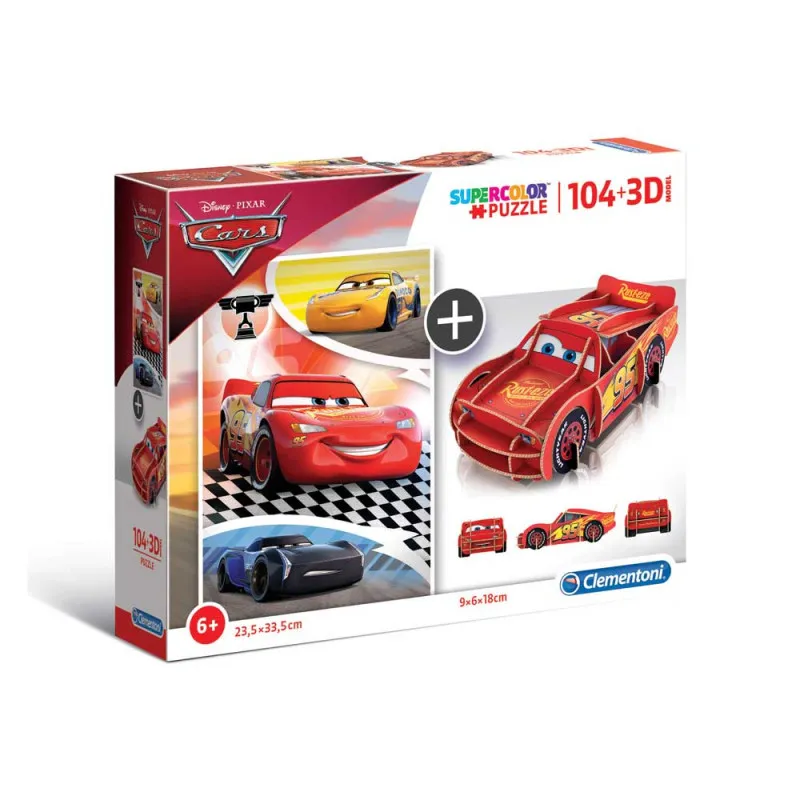 CLEMENTONI PUZZLE 104 + 3D MODEL CARS