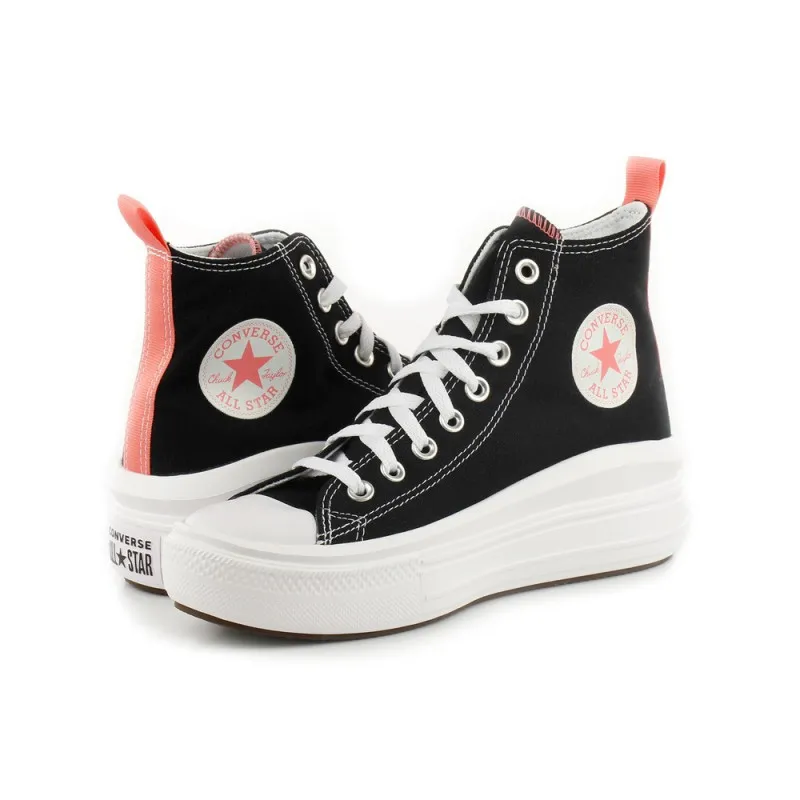 CONVERSE PATIKE CHUCK TAYLOR ALL STAR MOVE CANVAS PLATFORM - BLACK/PINK SALT/WHI...