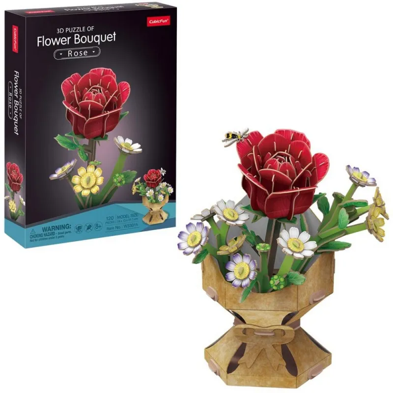 CUBIC FUN PUZZLE FLOWER BOUQUET - ROSE W3301H