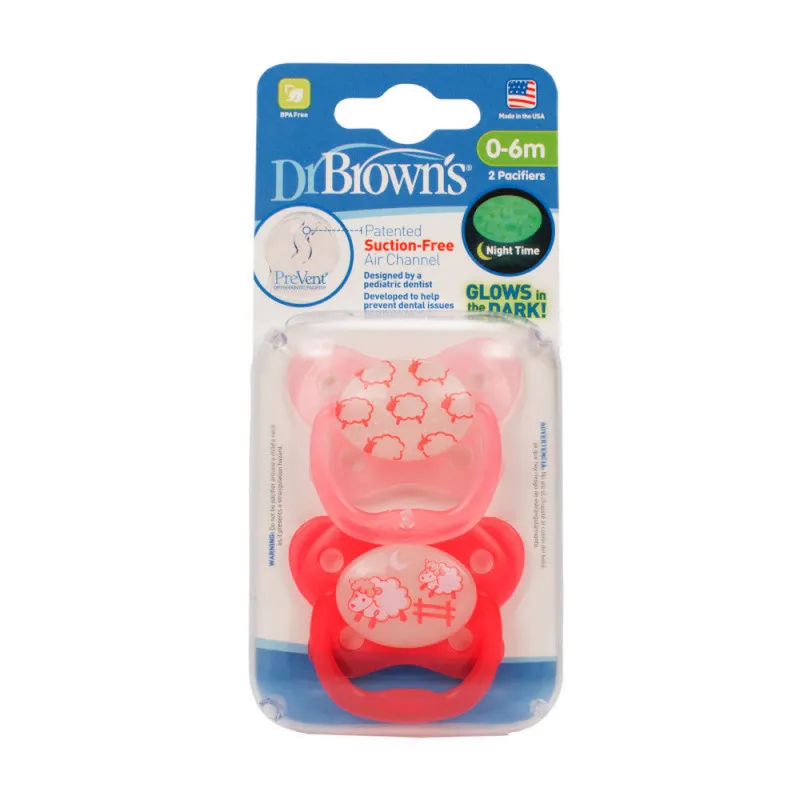 DR BROWNS SVETLECA ORTODONTSKA PREVENT VARALICA 0-6M  ROZE
