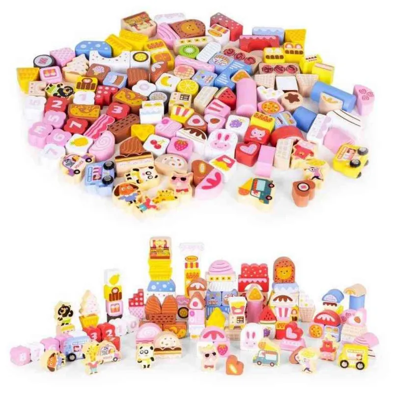 EDUKATIVNE DRVENE KOCKE SET  CANDY CITY 116 KOM