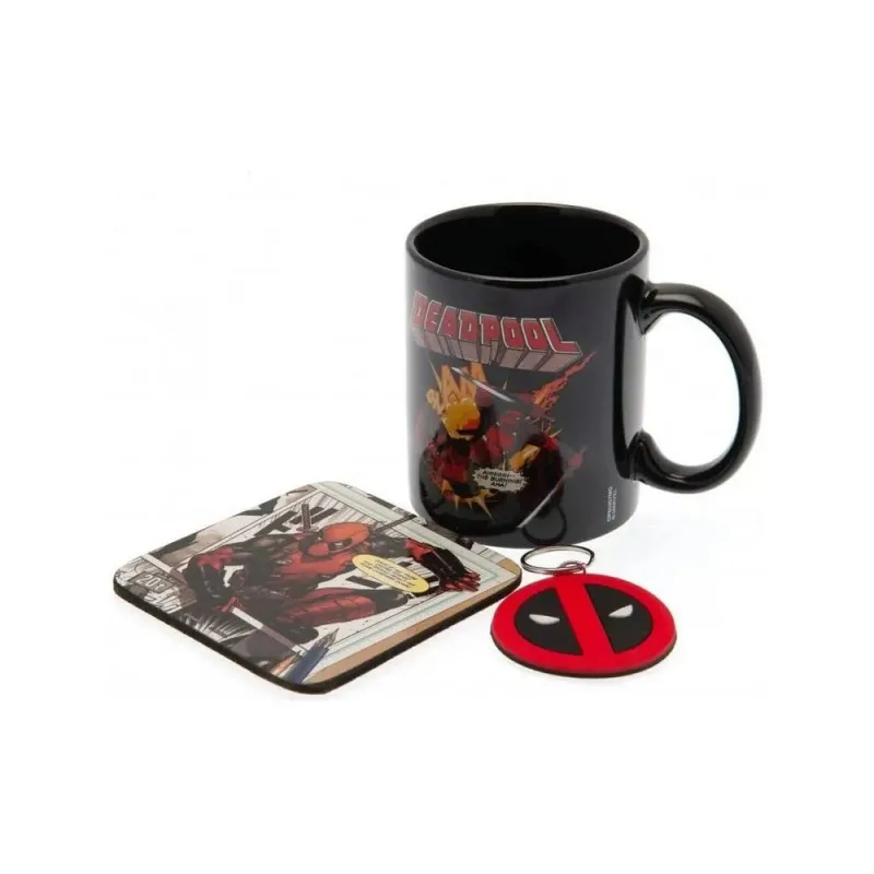 GIFT SET - DEADPOOL - ŠOLJA, PODMETAČ &amp; PRIVEZAK