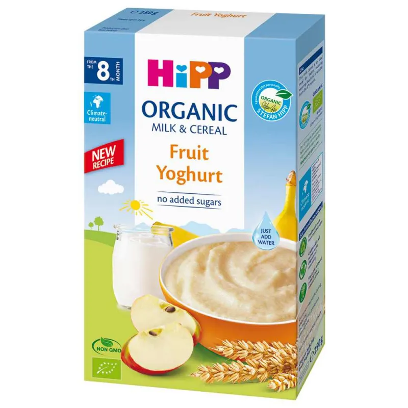 HIPP INSTANT KASA MLEKO I ZITARICE-VOCE SA JOGURTOM 250G 8M+