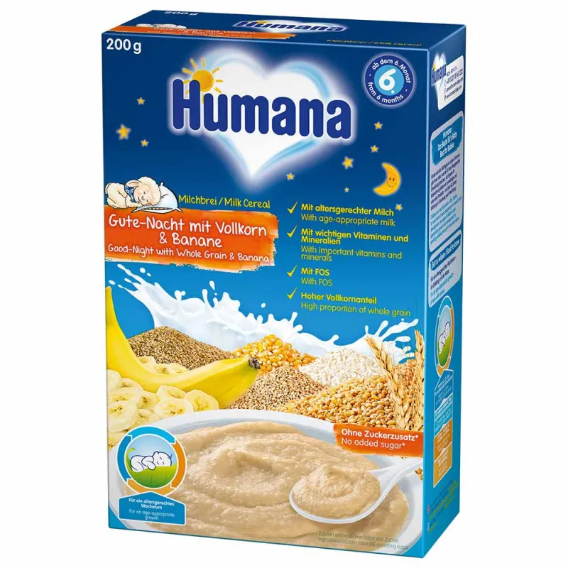 HUMANA MLECNA KASA ZA NOC SA CELIM ZRNOM ZITARICA I BANANOM 200G
