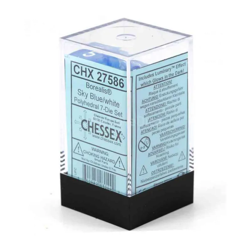 KOCKICE CHESSEX - BOREALIS - POLYHEDRAL - SKY BLUE & WHITE (7)