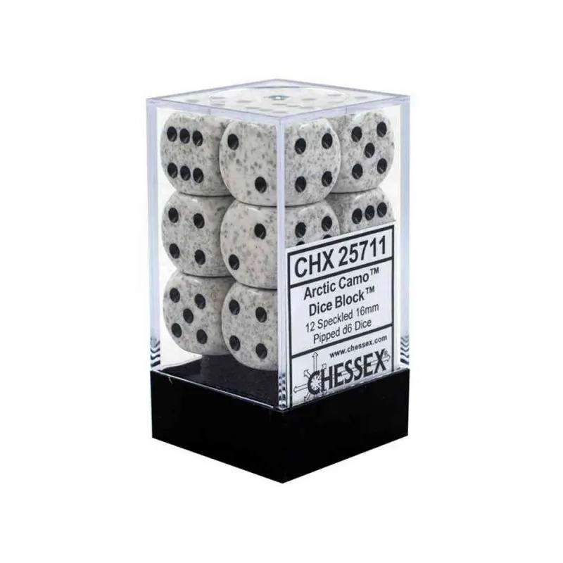 KOCKICE CHESSEX - SPECKLED - ARTIC CAMO - DICE BLOCK (12) 16MM