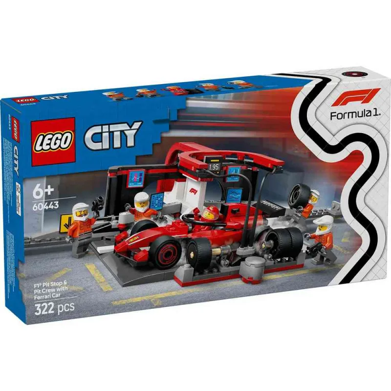 LEGO CITY F1 PIT STOP  AND  PIT CREW WITH FERRARI CAR