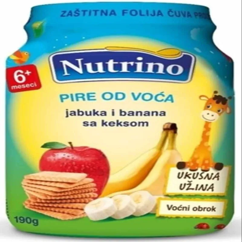 NUTRINO - PIRE OD VOCA - JABUKA I BANANA SA KEKSOM 190G