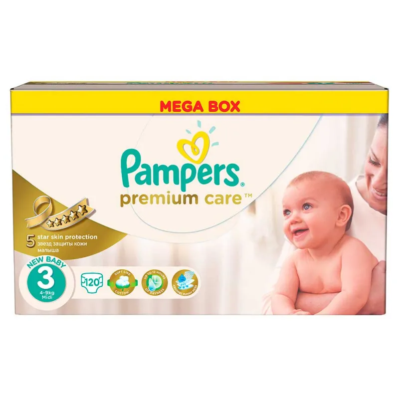 PAMPERS PELENE PREMIUM MB MIDI 3, 6-10KG, 120 KOM