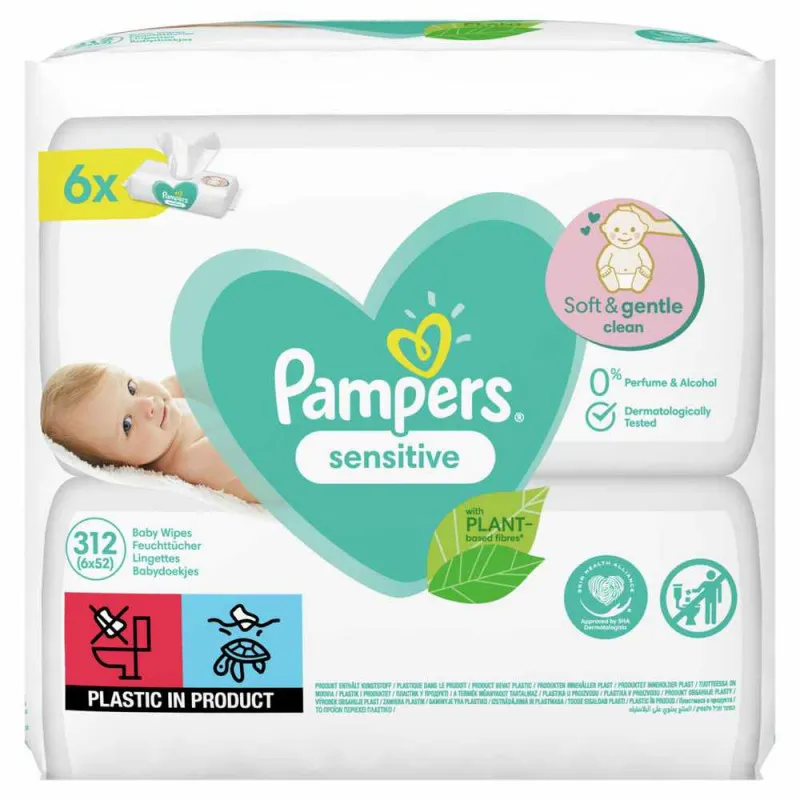PAMPERS VLAZNE MARAMICE SENSITIVE SIX PACK 6X52KOM