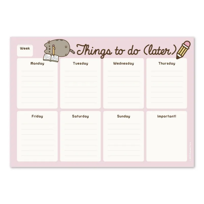 PUSHEEN PLANER NOTEPAD A4 ROSE