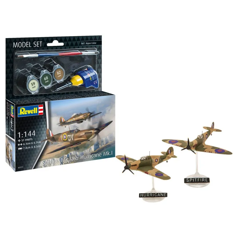 REVELL MAKETA MODEL SET SPITFIRE MKIA AND HURRICANE MKI