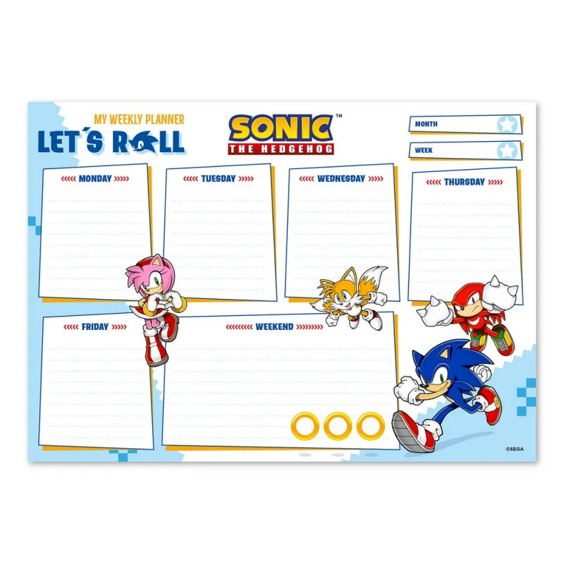 SONIC NEDELJNI PLANER A4 THE HEDGEHOG