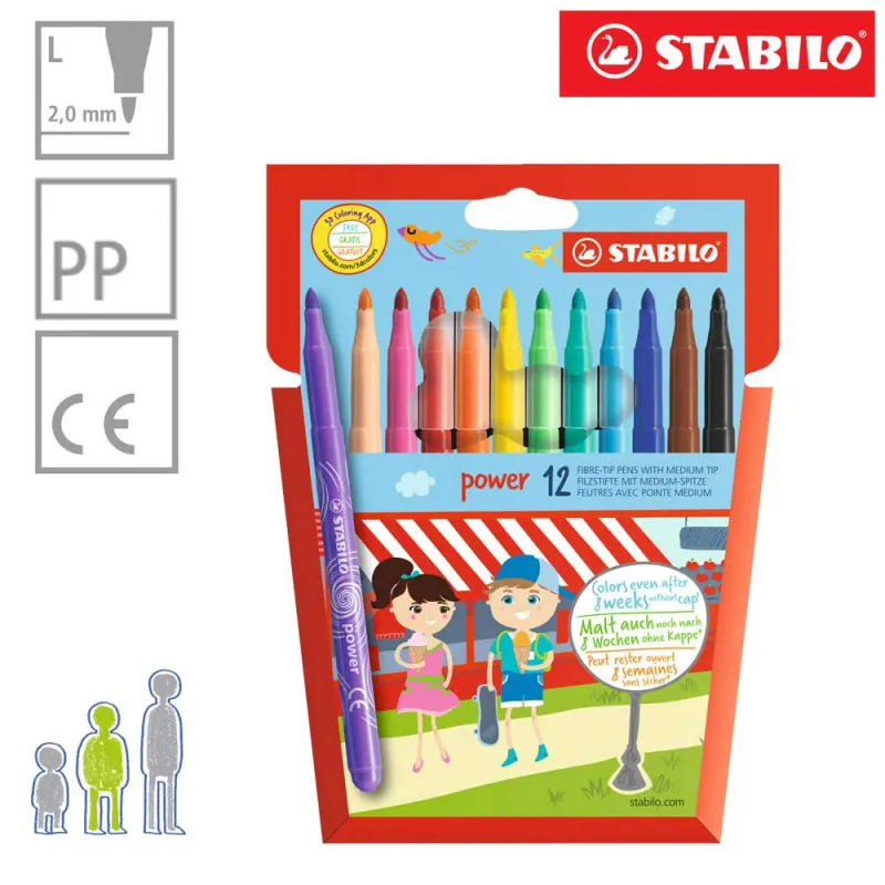 STABILO POWER FLOMASTERI DEBLJI VRH 1/12