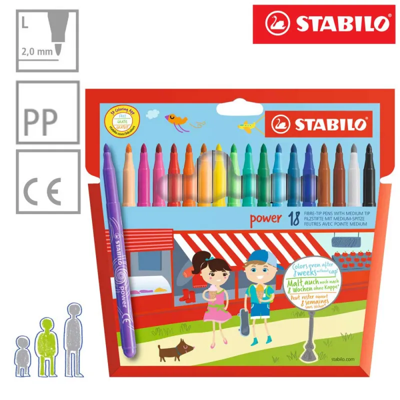 STABILO POWER FLOMASTERI DEBLJI VRH 1/18