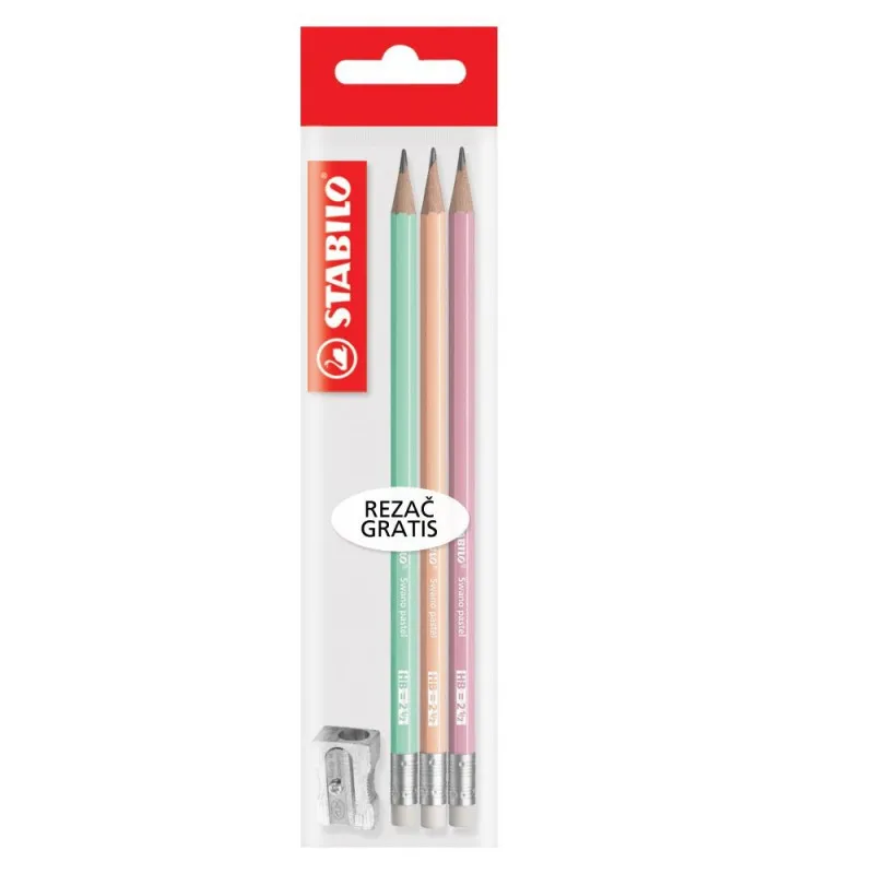 STABILO SWANO PASTEL GRAFITNE OLOVKE SA GUMICOM 1/3