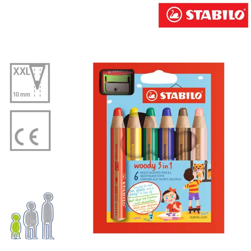 STABILO WOODY MULTI BOJICA 3IN1   PAKOVANJE 1/6   REZAC