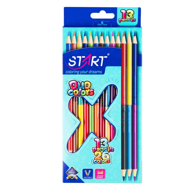 START DRVENE  BOJICE 13 X BICOLOR TRIANGULAR  I ZAREZAC