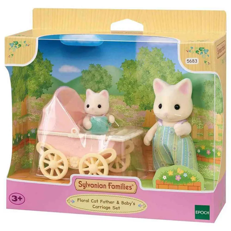 SYLVANIAN FAMILY CVETNI MACAK TATA I BEBA U KOLICIMA
