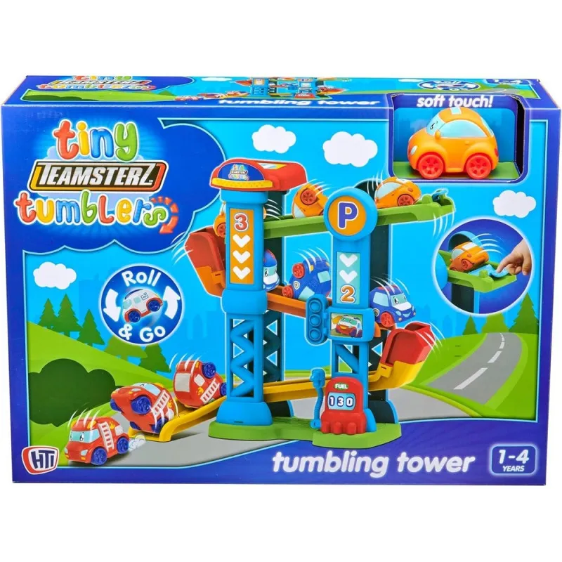 TINY TEAMSTERZ TUMBLING TOWER + 1 CAR SET