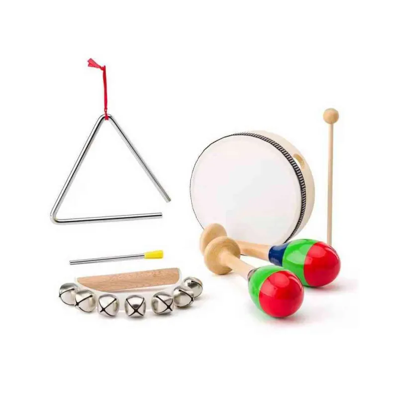WOODY MUZICKI SET ( RUCNO ZVONO, TAMBURA, TROUGAO, 2 ZVECKE )