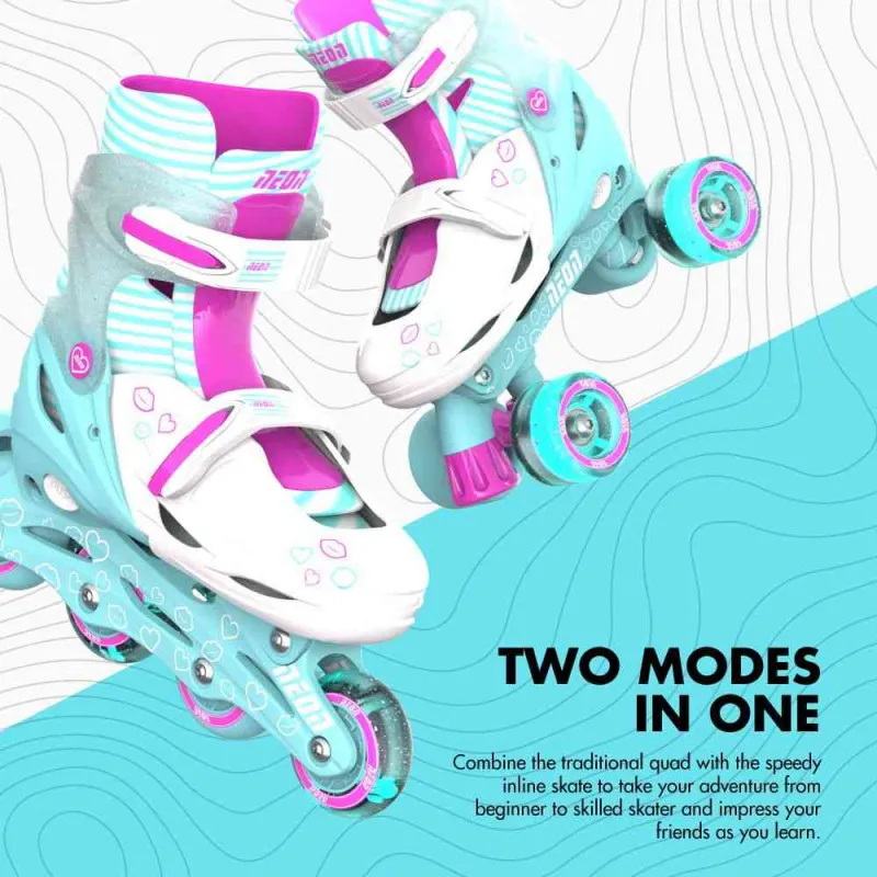 YVOLUTION NEON COMBO SKATES VEL 34-37  TIRKIZNO PLAVI