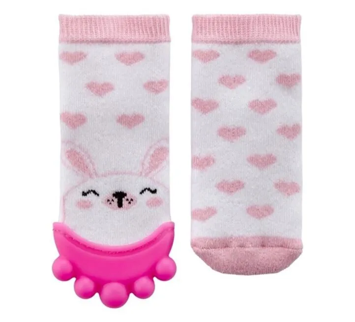 BABYJEM PAMUČNE ČARAPICE ZA DEVOJČICE SA GLODALICOM 6-12 M - PINK 92-36524