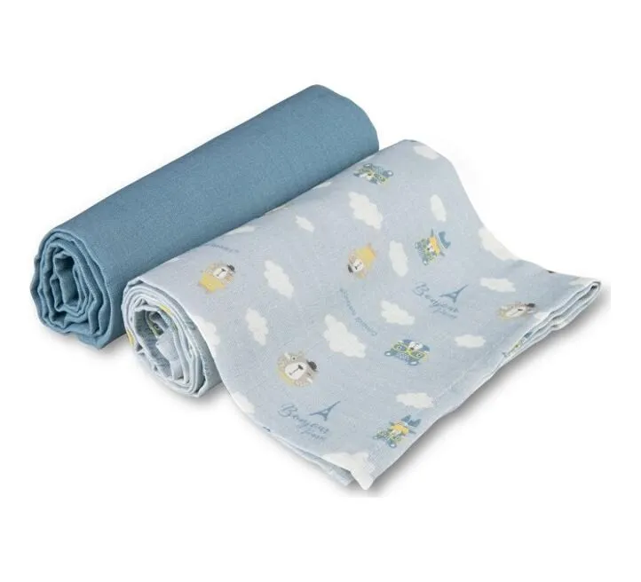 CANPOL BABIES MUSLIN PELENA 70X70CM BONJOUR PARIS BLUE - 2KOM