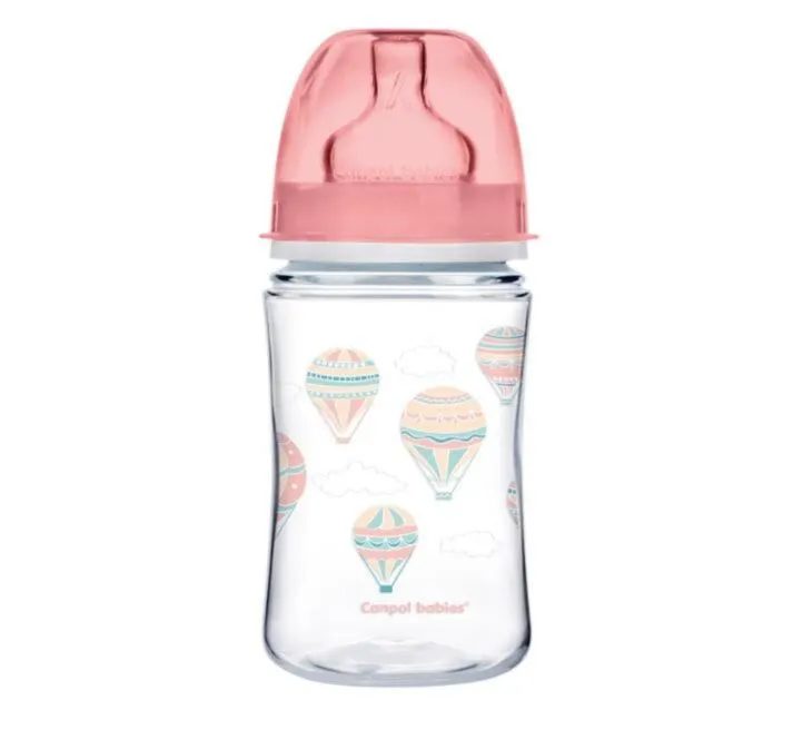 CANPOL BABY FLAŠICA 240ML ŠIROKI VRAT EASY START "THE CLOUDS" - PINK 35/225_PIN