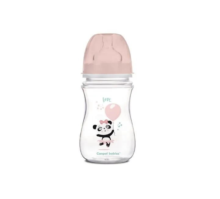 CANPOL BABY FLAŠICA 240ML ŠIROKI VRAT EASY START "TOYS" - PINK 35/221_PIN