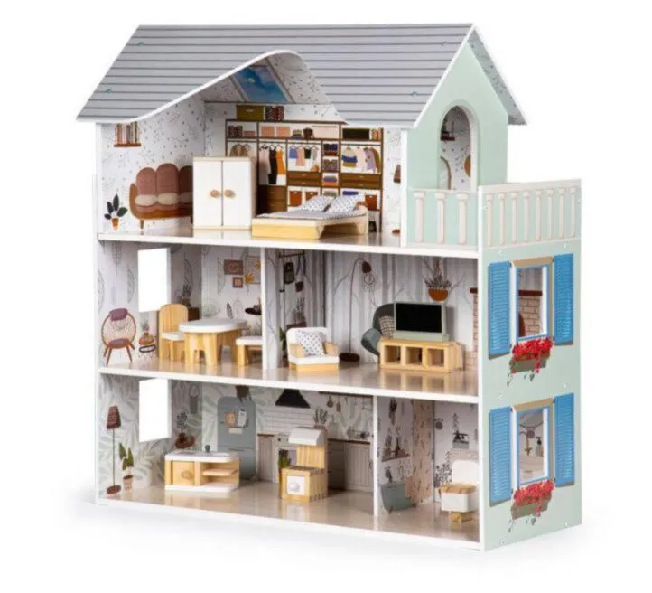ECO TOYS DRVENA KUĆICA ZA LUTKE SA NAMEŠTAJEM EMMA RESIDENCE 8301