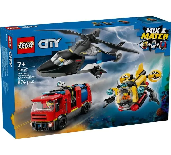 LEGO IGRAČKA REMIKS HELIKOPTERA, VATROGASNOG VOZILA I PODMORNICE 60462