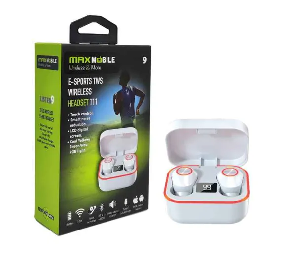 MAXMOBILE BLUETOOTH SLUŠALICE TWS E-SPORT T11 - BELE