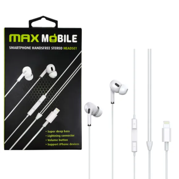 MaxMobile Žičane slušalice WE08 Lightning - Bele
