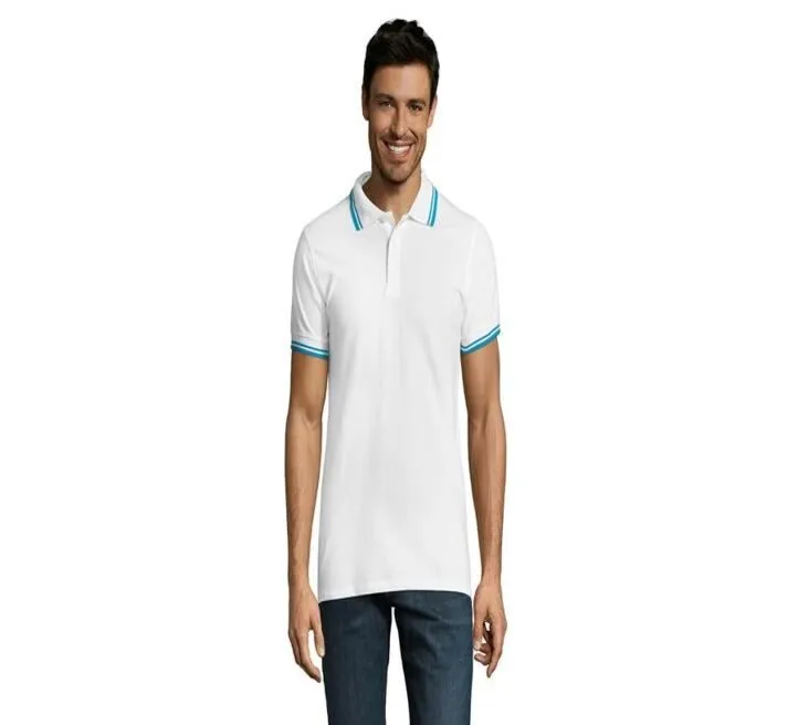 SOL'S Muška majica PASADENA MEN Bela/aqua L 300.577.01.L