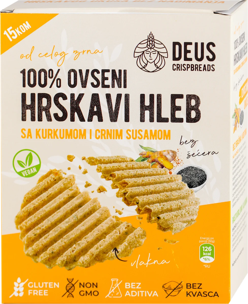 100% OVSENI HRSKAVI HLEPČIĆI SA KURKUMOM I CRNIM..., 150 g