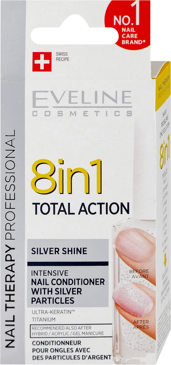 8u1 TOTAL ACTION - lak za negu noktiju - srebrne..., 12 ml