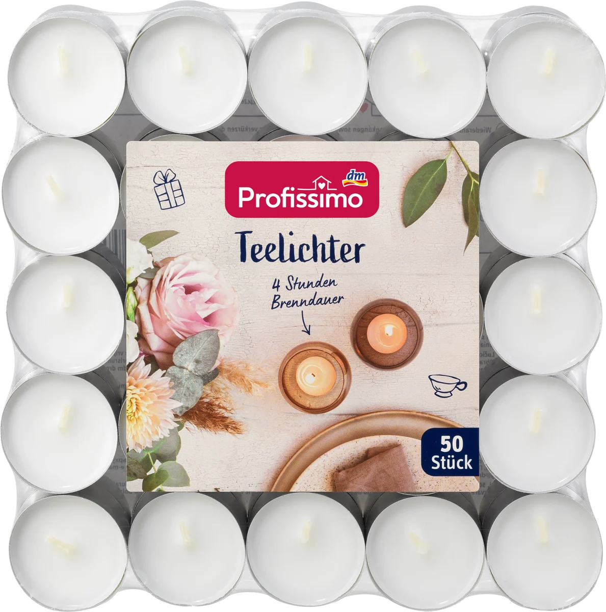 Čajne sveće - bele, 50 kom