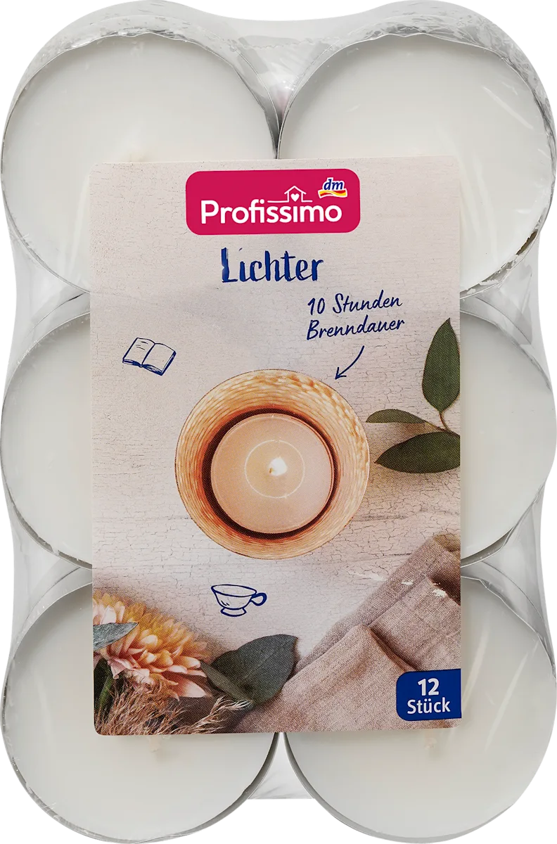 Čajne sveće, okrugle, maxi - bele, 12 kom