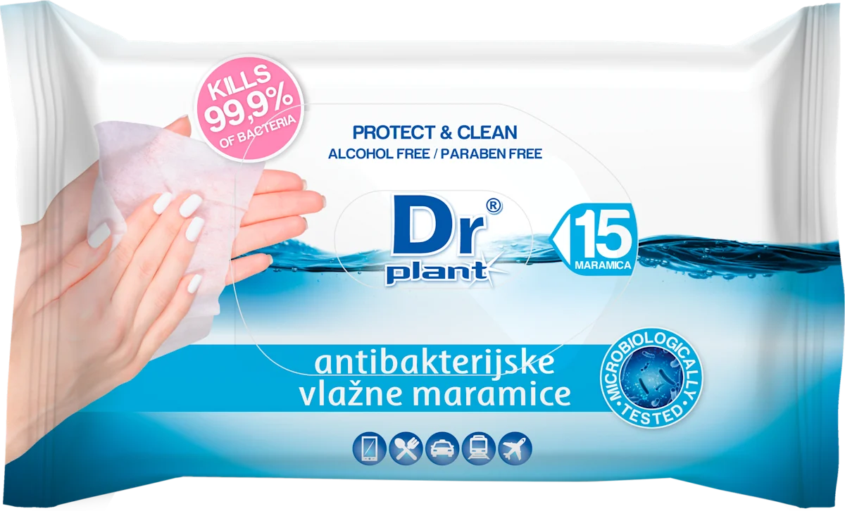 Antibakterijske vlažne maramice, 15 kom
