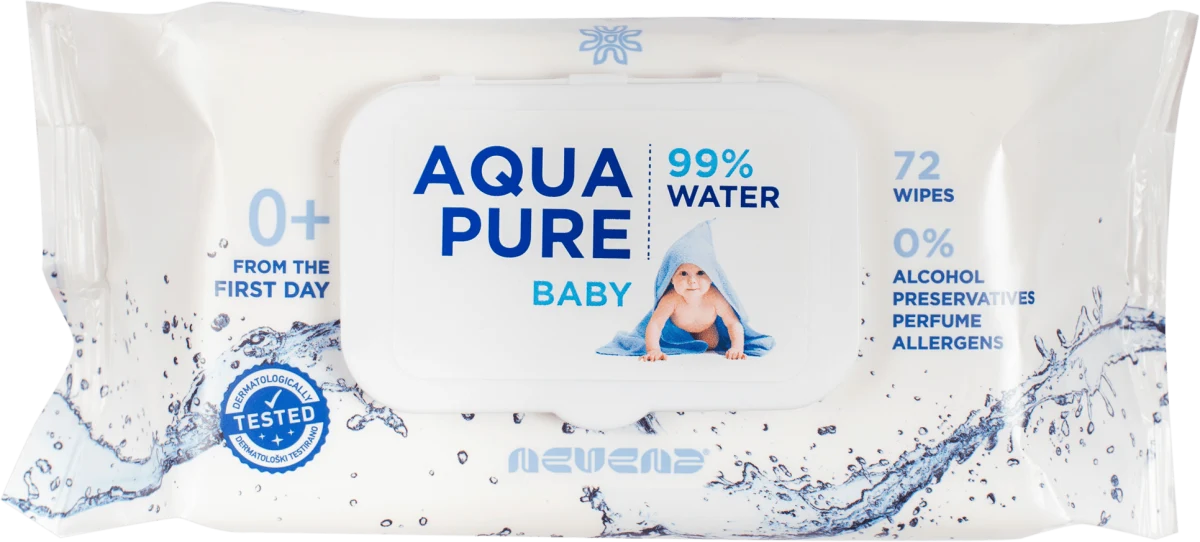 AQUA PURE - vlažne maramice, 99% WATER, 72 kom