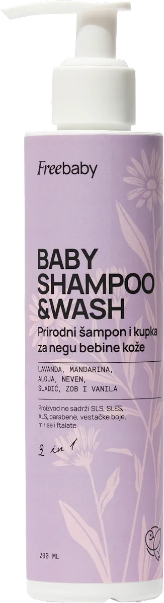 BABY 2in1 prirodni šampon i kupka za negu bebine kože i kose, 200 ml